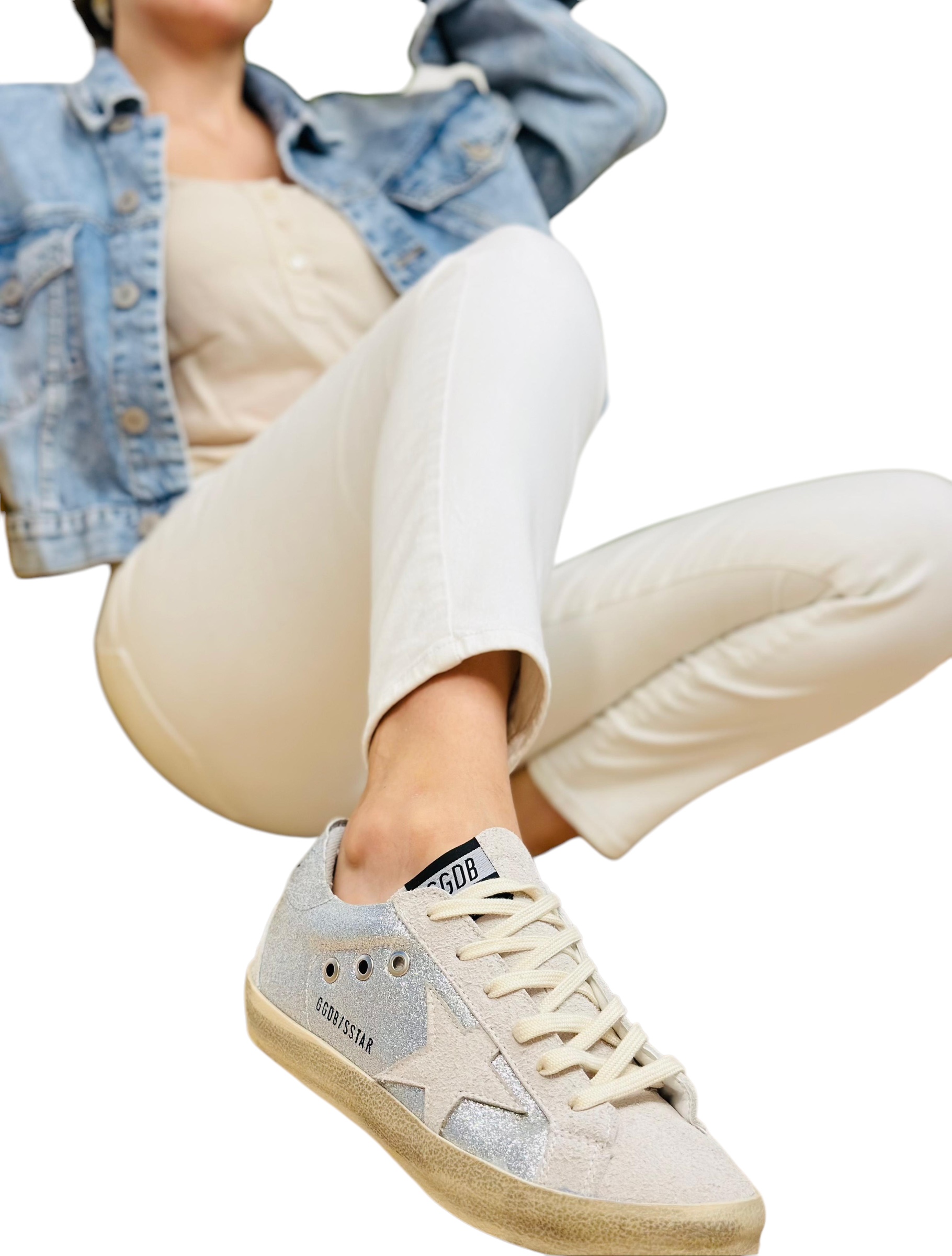 Tenis gris “Golden Goose” brillos