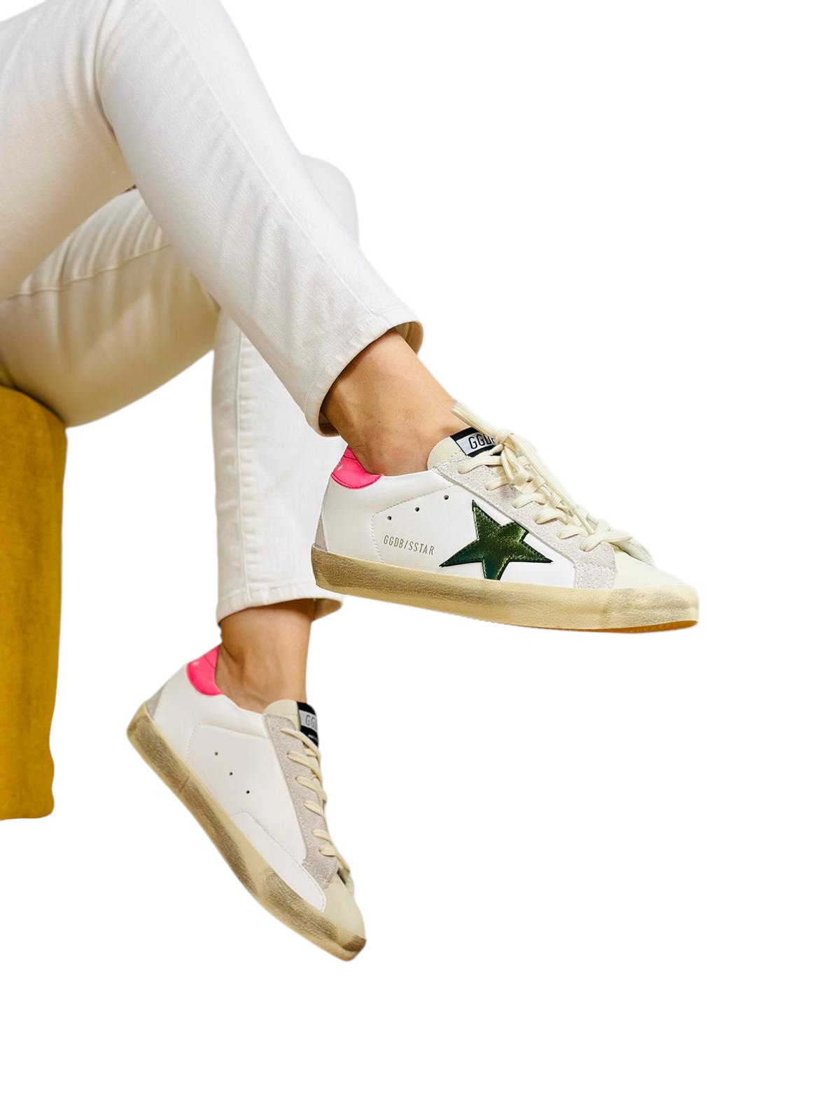 Tenis “Golden goose” rosa/verde