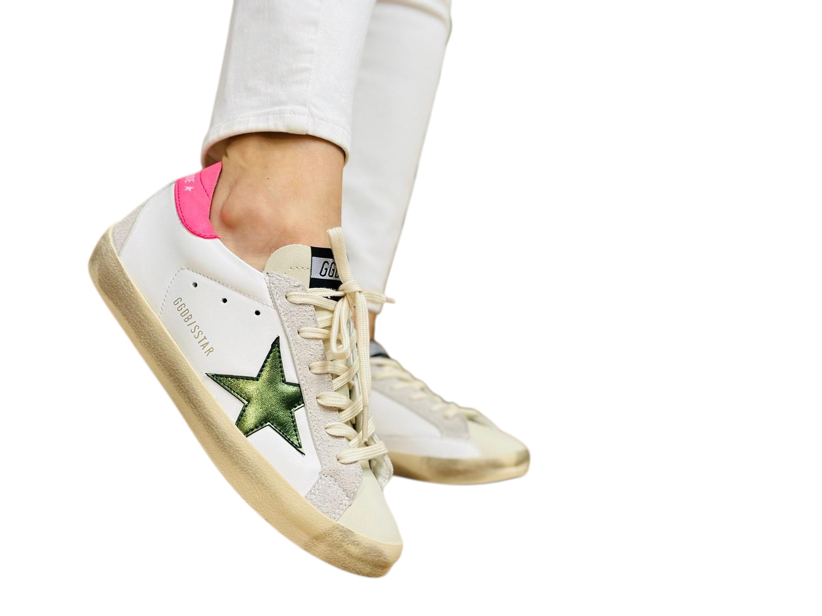 Tenis “Golden goose” rosa/verde