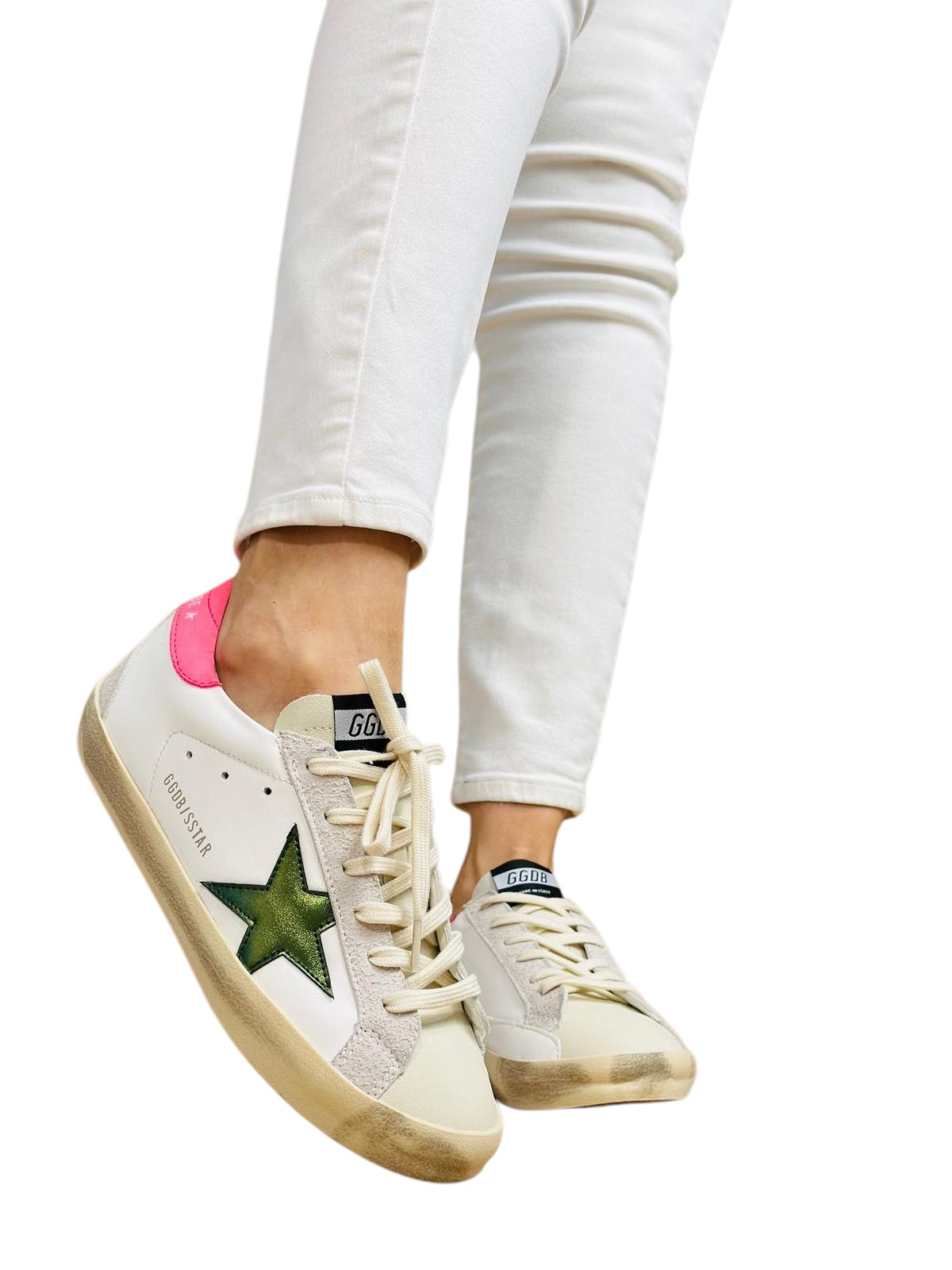 Tenis “Golden goose” rosa/verde