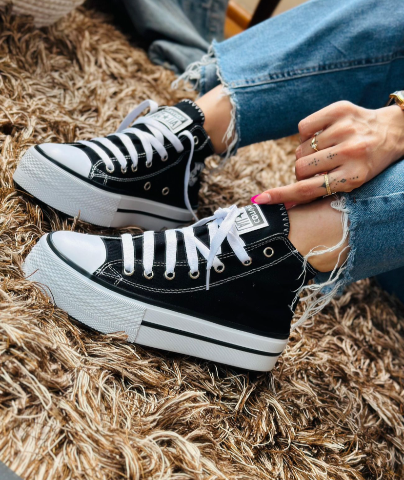 Converse bota Plataforma Negra