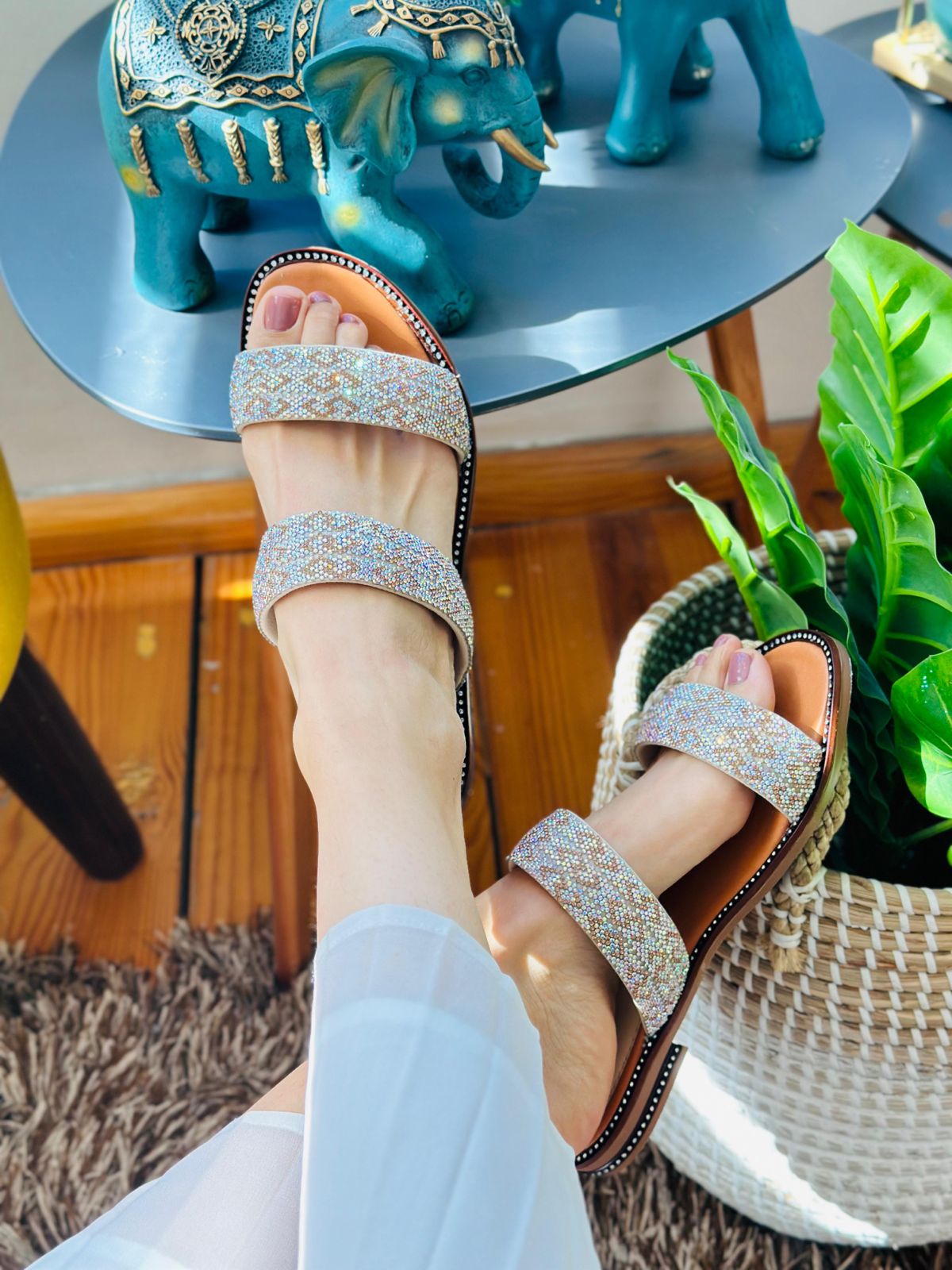 Sandalias cristales  Doble Tira