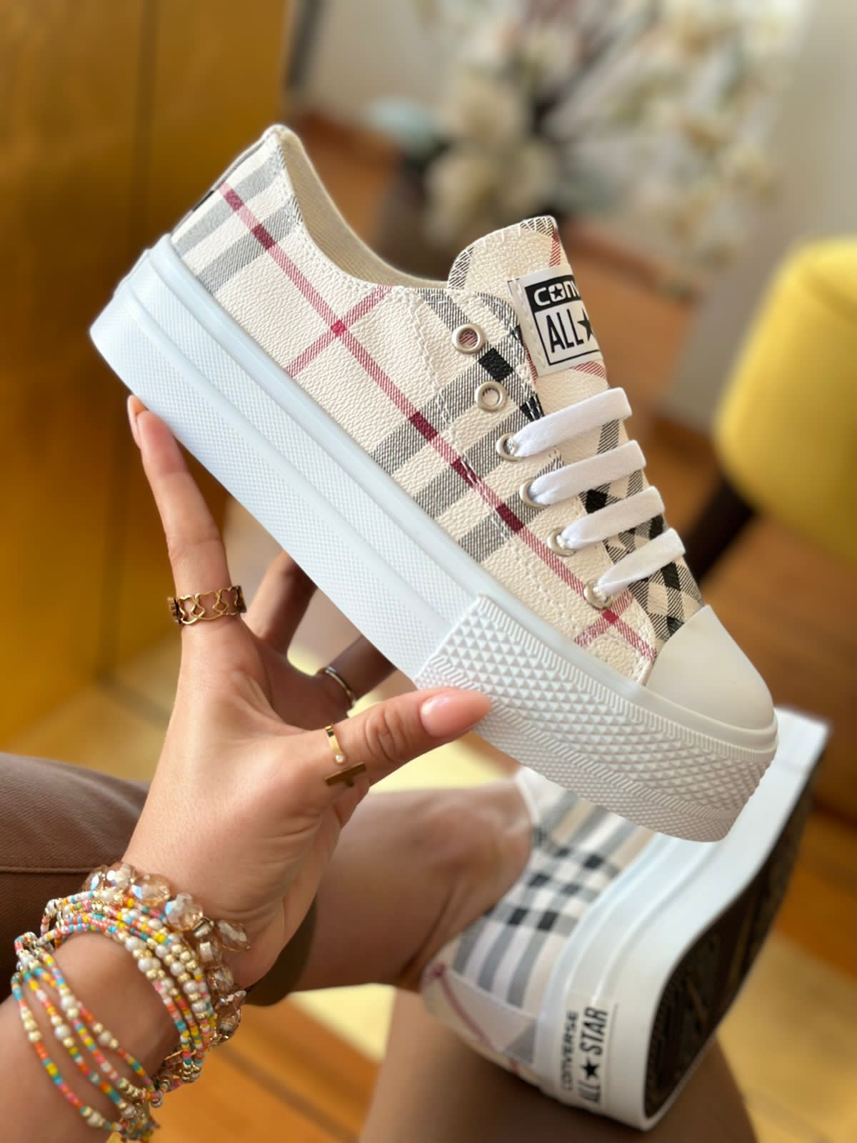 Converse Burberry beige-blanco plataforma