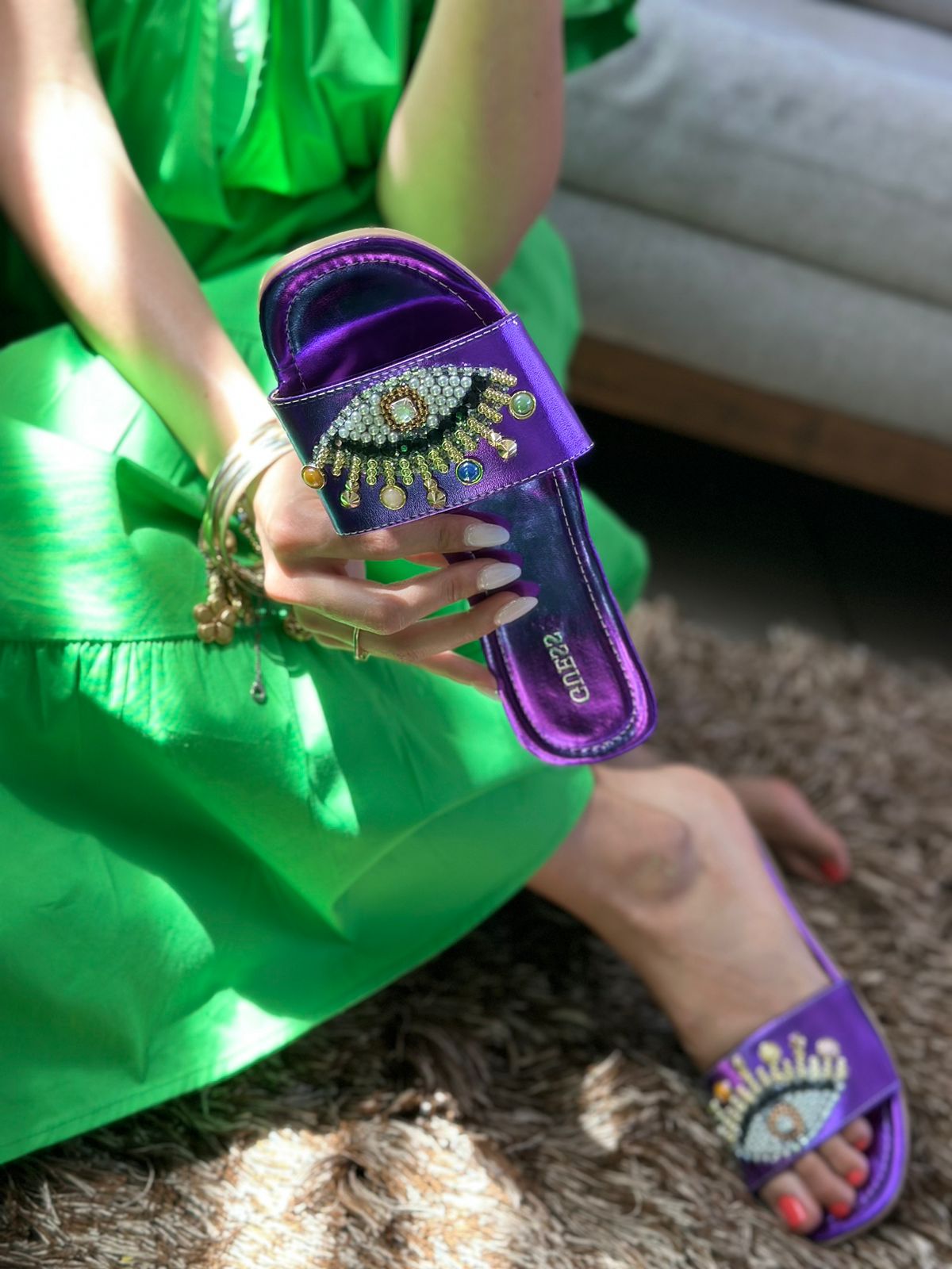 Sandalias Moradas Ojo turco 