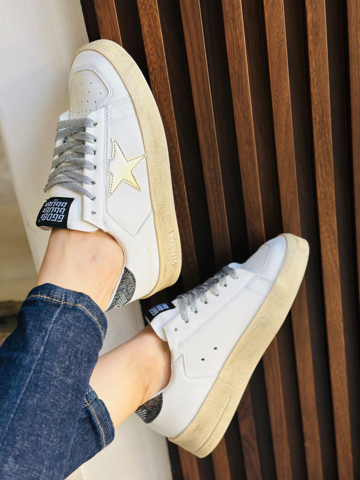 Golden Goose plata forma estrella gris