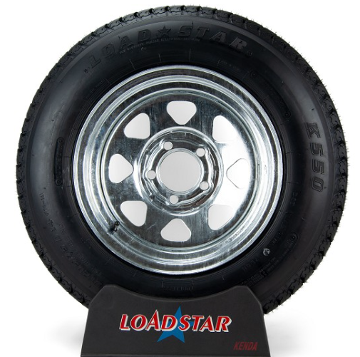 ST205/75R14 Radial Trailer Tire mounted on a Galvanized 5 bolt Wheel