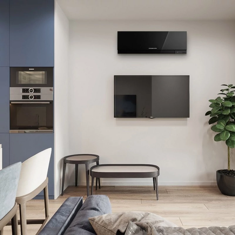 MITSUBISHI PRÉMIUM DESIGN M-SZÉRIA (MSZ/MUZ-EF35VGKB) KLÍMA MONO OLDALFALI SZETT FEKETE 3,5KW