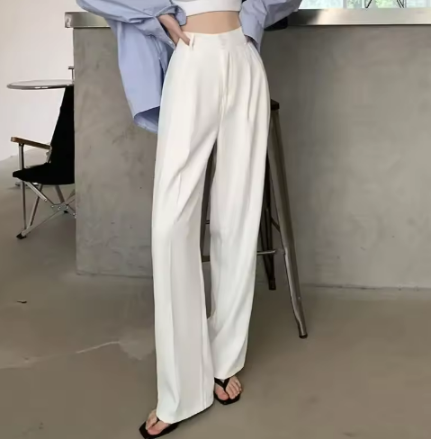 White High-Waisted Trousers