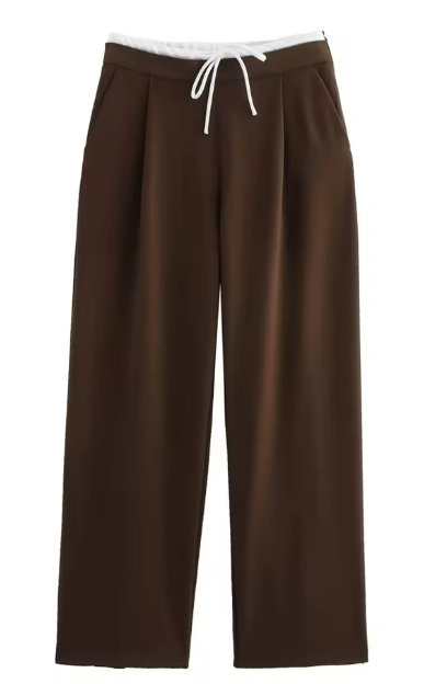 Wide-Leg Brown Trousers