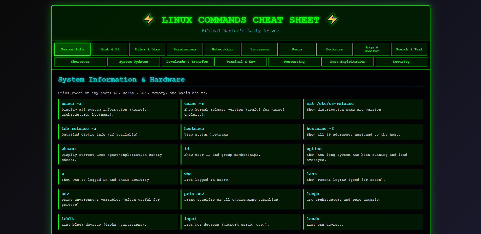 Linux Commands Cheat Sheet – Ethical Hacker Edition (Interactive HTML)