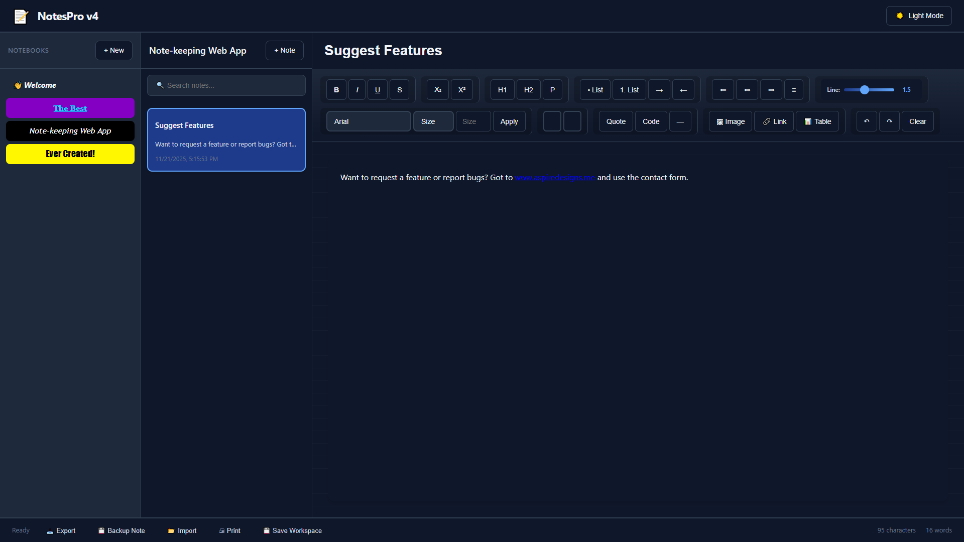 NotesPro v4 - Professional Note-Taking Application