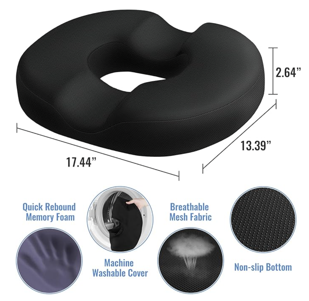 Orthopedic Donut Seat Cushion – Pain Relief for Hemorrhoids, Sciatica and Tailbone