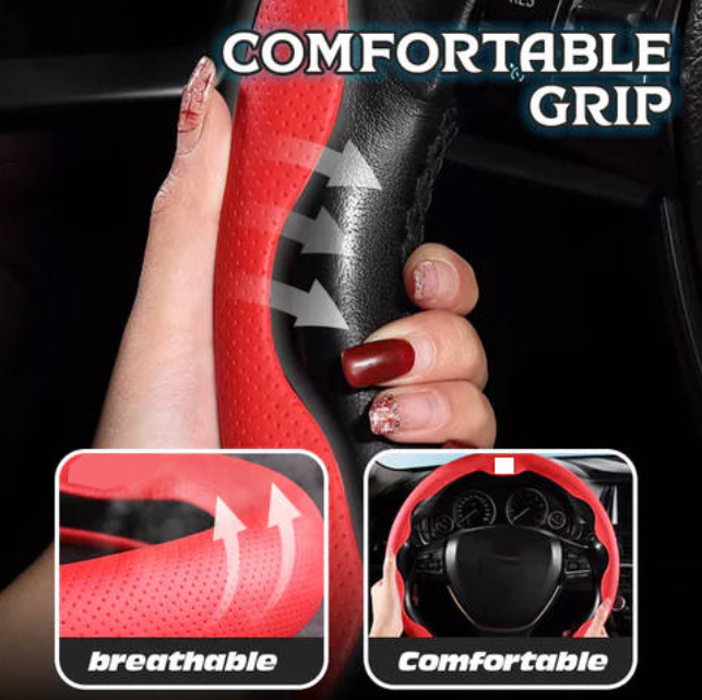 Nexi Customized Car Logo Breathable Ultra-thin 5D Leather & Carbon Car Steering Wheel Cover Universal Fit