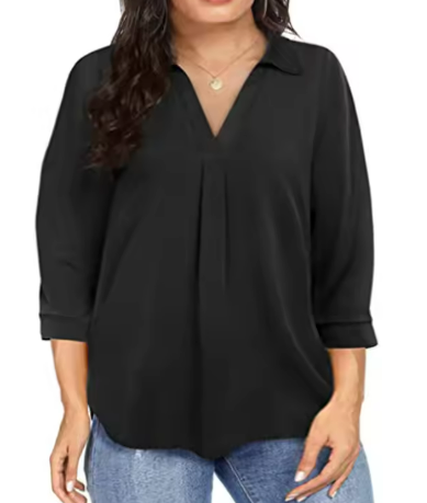 Black V-Neck Blouse