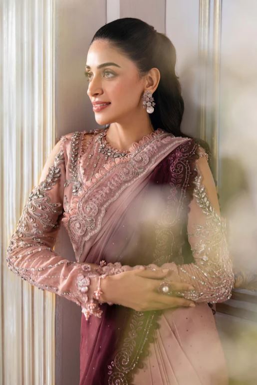 Maria.b Unstitched Embroidered Chiffon Saree | BD-3001