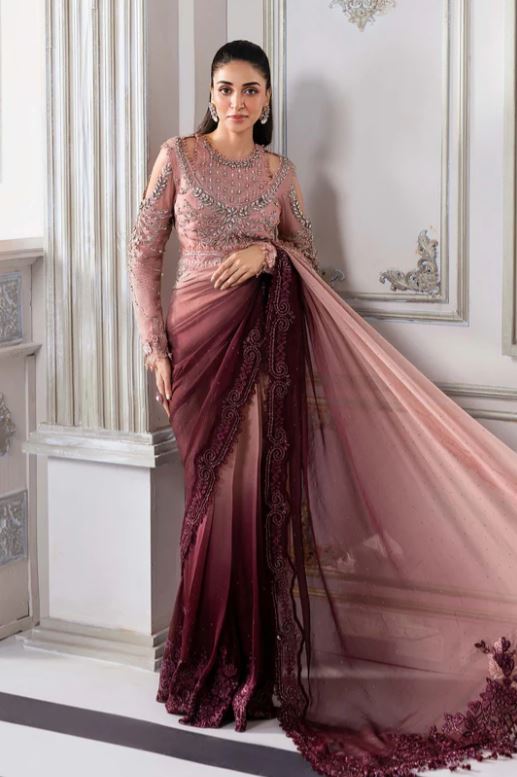 Maria.b Unstitched Embroidered Chiffon Saree | BD-3001