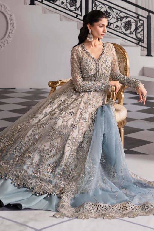 Maria.b 3 Piece Unstitched Embroidered Net Suit | BD-3002
