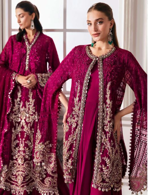 Maria.b 3 Piece Unstitched Embroidered Chiffon Suit | BD-3003