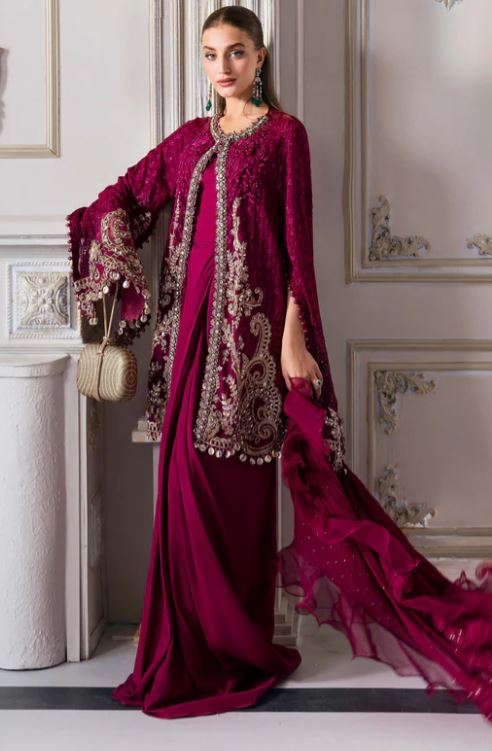 Maria.b 3 Piece Unstitched Embroidered Chiffon Suit | BD-3003