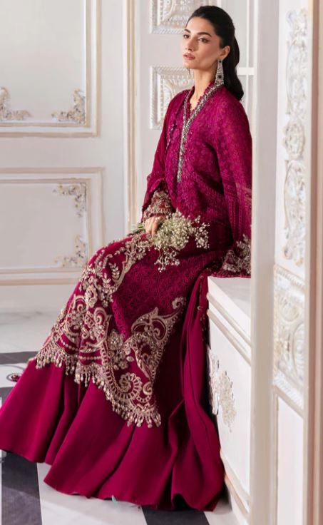 Maria.b 3 Piece Unstitched Embroidered Chiffon Suit | BD-3003