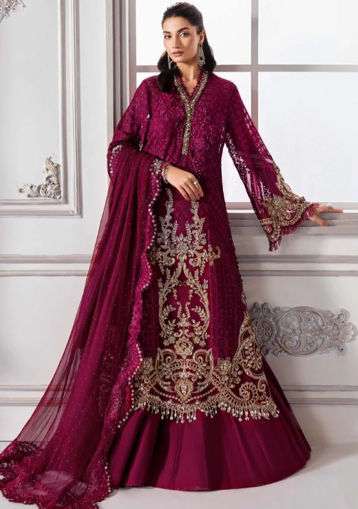 Maria.b 3 Piece Unstitched Embroidered Chiffon Suit | BD-3003