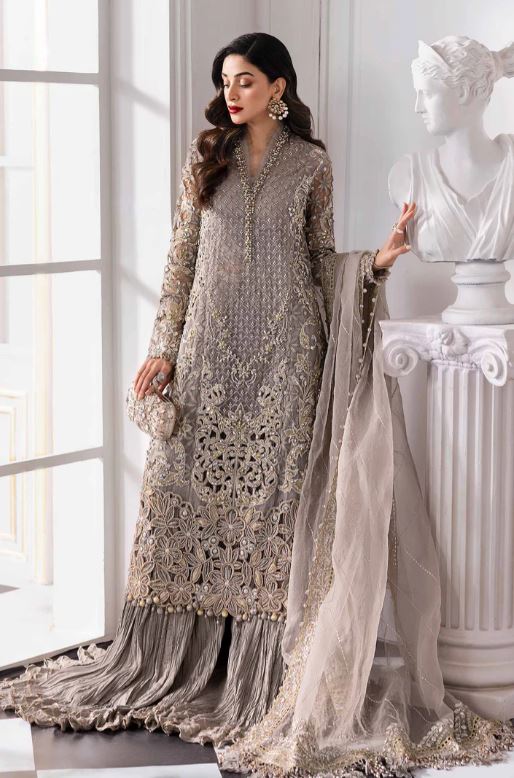 Maria.b 3 Piece Unstitched Embroidered Organza Suit | BD-3006