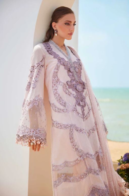 Maria.b 3 Piece Unstitched Embroidered Jacquard Lawn Suit | EID LAWN-25-02