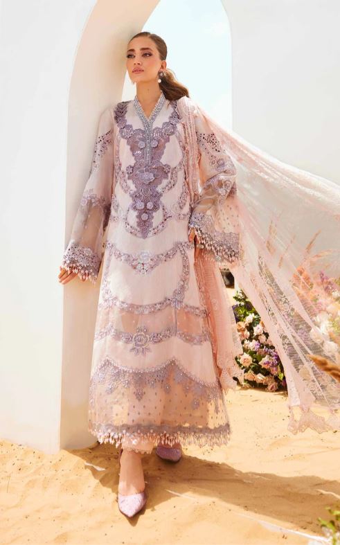 Maria.b 3 Piece Unstitched Embroidered Jacquard Lawn Suit | EID LAWN-25-02