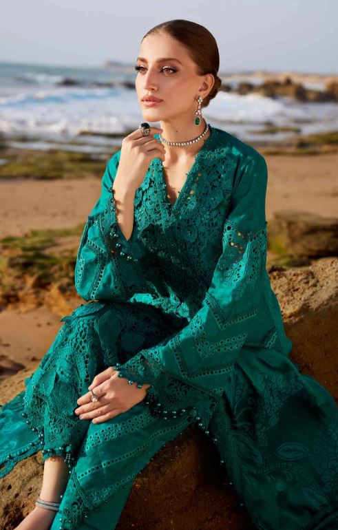 Maria.b 3 Piece Unstitched Embroidered Organza Lawn Suit | EID LAWN-25-05