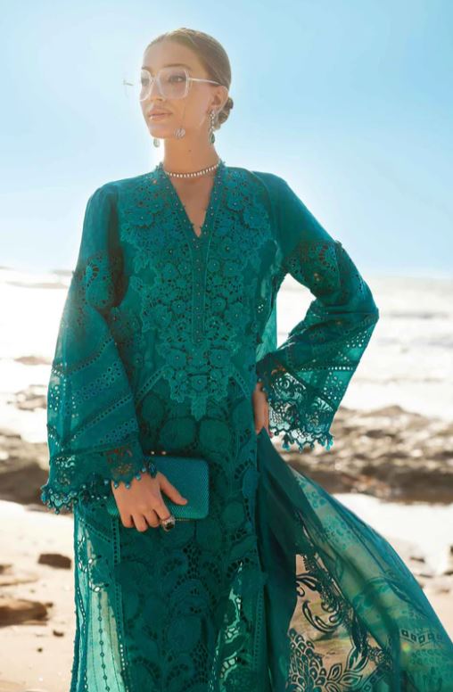 Maria.b 3 Piece Unstitched Embroidered Organza Lawn Suit | EID LAWN-25-05