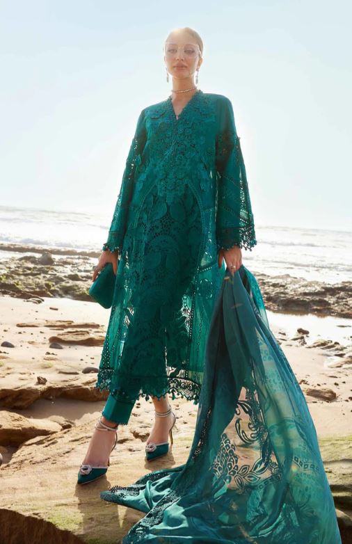 Maria.b 3 Piece Unstitched Embroidered Organza Lawn Suit | EID LAWN-25-05