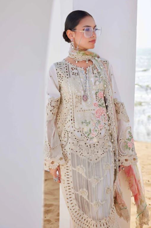 Maria.b 3 Piece Unstitched Embroidered Lawn Suit | EID LAWN-25-07