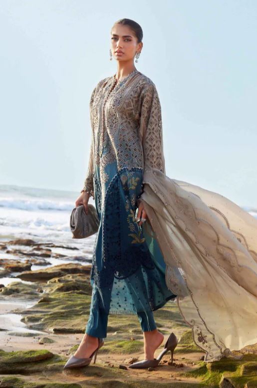 Maria.b 3 Piece Unstitched Embroidered Lawn Suit | EID LAWN-25-08