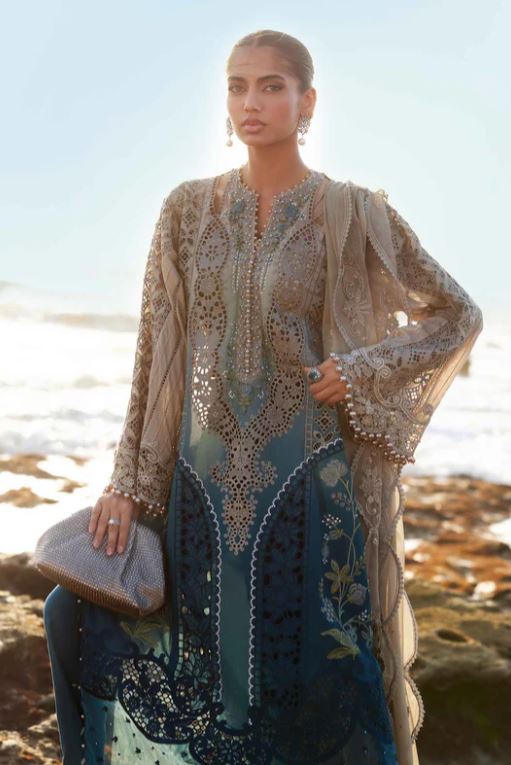 Maria.b 3 Piece Unstitched Embroidered Lawn Suit | EID LAWN-25-08