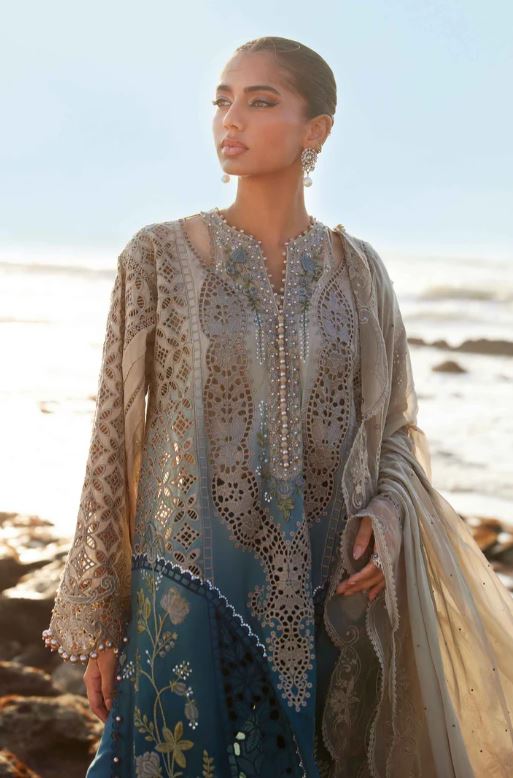 Maria.b 3 Piece Unstitched Embroidered Lawn Suit | EID LAWN-25-08