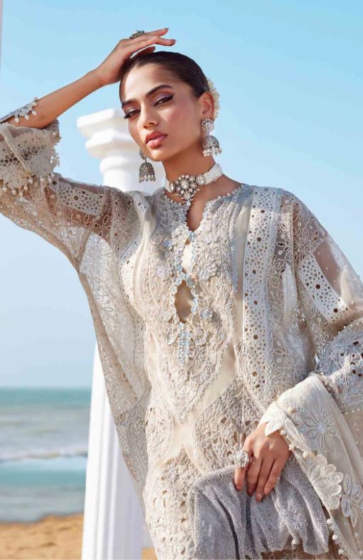 Maria.b 3 Piece Unstitched Embroidered Organza Suit | EID LAWN-25-09
