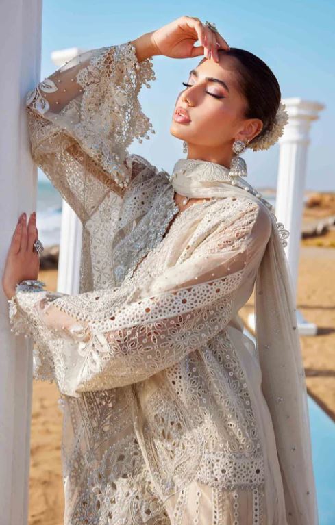 Maria.b 3 Piece Unstitched Embroidered Organza Suit | EID LAWN-25-09