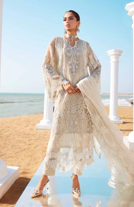 Maria.b 3 Piece Unstitched Embroidered Organza Suit | EID LAWN-25-09