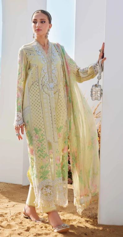 Maria.b 3 Piece Unstitched Embroidered Lawn Suit | EID LAWN-25-04