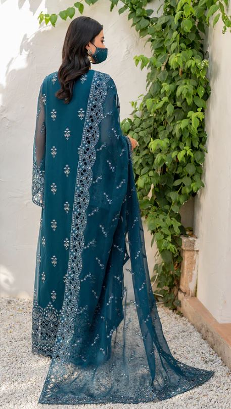 Naqsh by Flossie Unstitched Embroidered Chiffon  S-1410