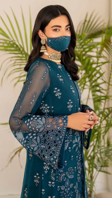 Naqsh by Flossie Unstitched Embroidered Chiffon  S-1410