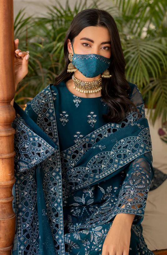 Naqsh by Flossie Unstitched Embroidered Chiffon  S-1410