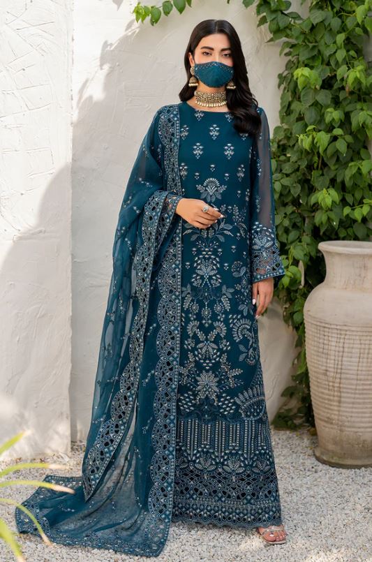 Naqsh by Flossie Unstitched Embroidered Chiffon  S-1410
