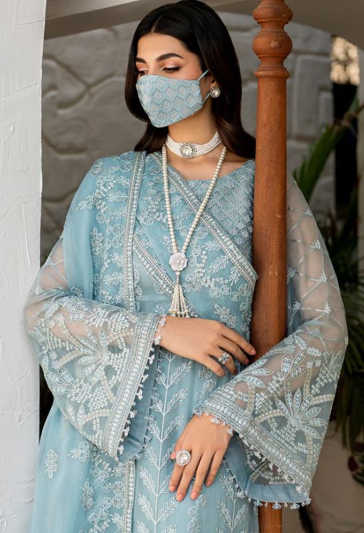 Naqsh by Flossie Unstitched Embroidered Chiffon  S-1405
