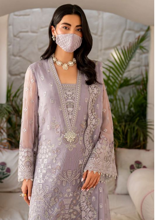 Naqsh by Flossie Unstitched Embroidered Chiffon  S-1408