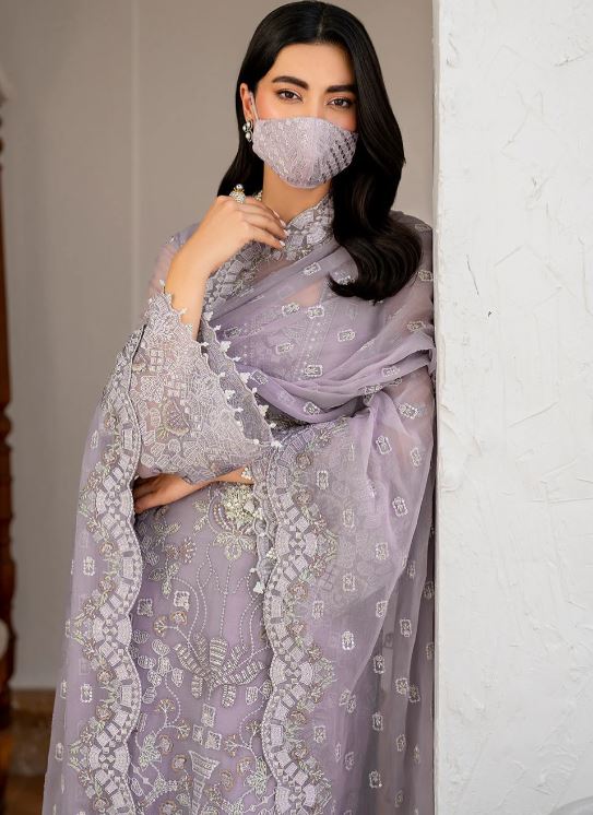 Naqsh by Flossie Unstitched Embroidered Chiffon  S-1408