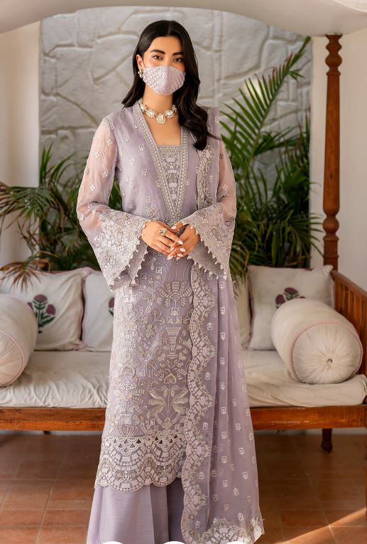 Naqsh by Flossie Unstitched Embroidered Chiffon S-1408