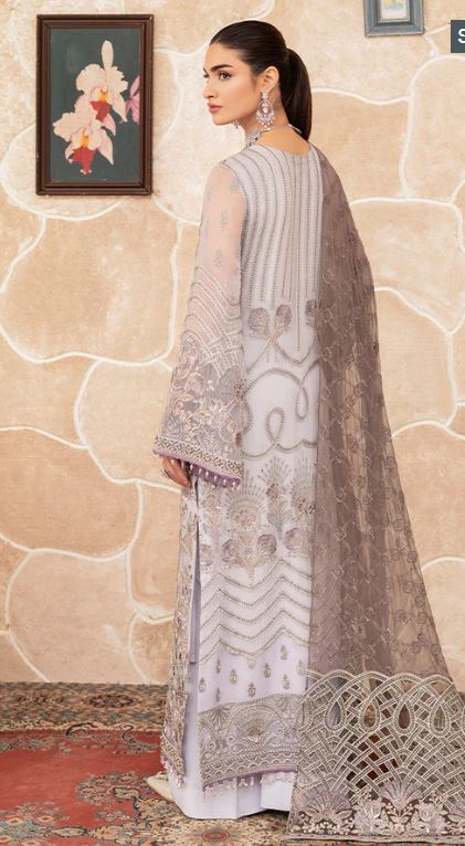 Flossie Embroidered Chiffon Suits Unstitched 3 Piece PASTEL GARB - Luxury Collection
