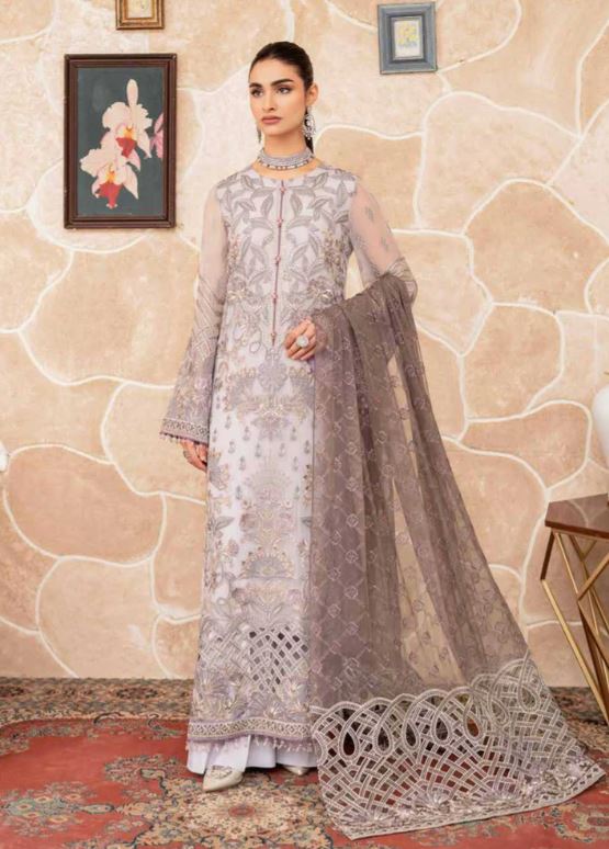 Flossie Embroidered Chiffon Suits Unstitched 3 Piece PASTEL GARB - Luxury Collection