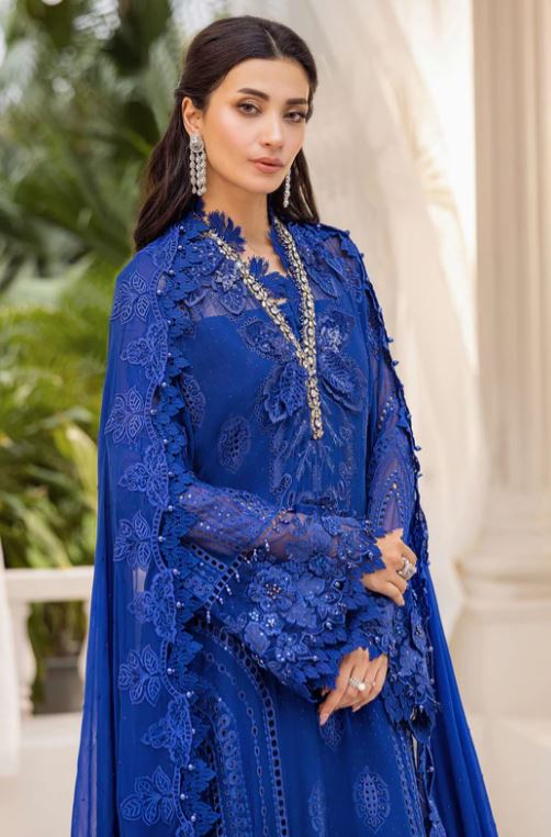 Maria.b 3 Piece Unstitched Embroidered Chiffon Suit | MPC-25-103